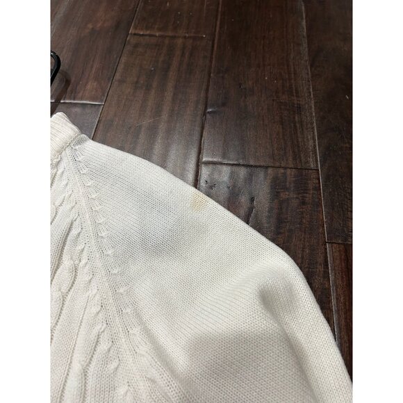 Vintage Lady Archdale White Cable Knit Button-Up Cardigan With Pockets - Picture 9 of 11